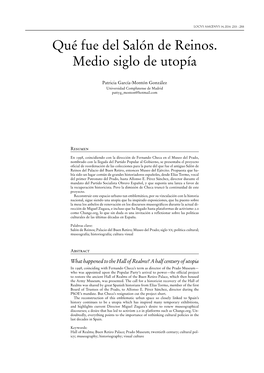 Qué Fue Del Salón De Reinos. Medio Siglo De Utopía