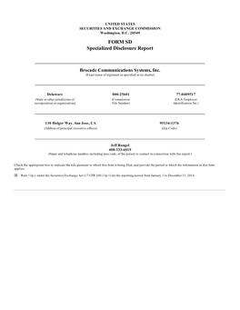 FORM SD Specialized Disclosure Report