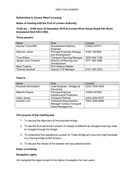 DRAFT for COMMENT Rotherhithe to Canary Wharf