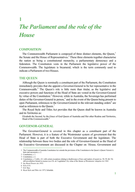The Parliament and the Role of the House