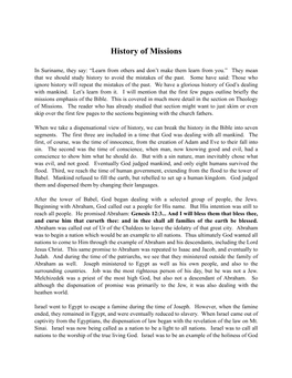 History of Missions