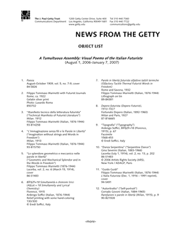 News from the Getty