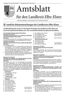 Amtliche Bekanntmachungen Des Landkreises Elbe-Elster