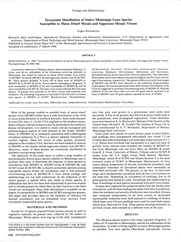 Taxonomic Distribution of Native Mississippi Grass Species Susceptible to Maize Dwarf Mosaic and Sugarcane Mosaic Viruses