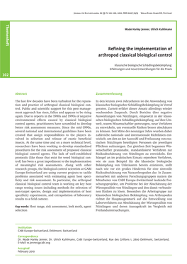 Refining the Implementation of Arthropod Classical Biological Control