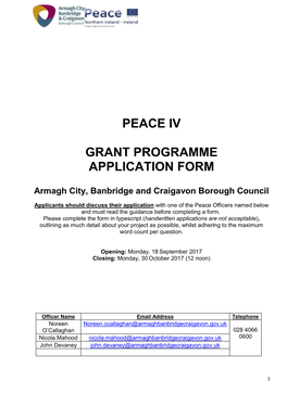 Peace Iv Grant Programme Application Form