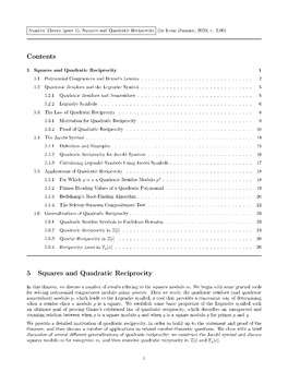 Contents 5 Squares and Quadratic Reciprocity