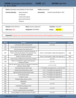 TAXON:Cupaniopsis Anacardioides (A. Rich.) Radlk. SCORE:10.0