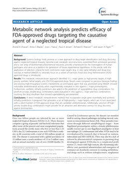 Metabolic Network Analysis Predicts Efficacy of FDA-Approved Drugs