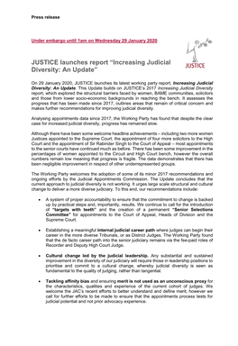 JUSTICE Launches Report “Increasing Judicial Diversity: an Update”