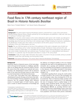 Food Flora in 17Th Century Northeast Region of Brazil in Historia Naturalis Brasiliae Maria Franco Trindade Medeiros1* and Ulysses Paulino Albuquerque2