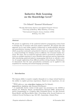 Inductive Rule Learning on the Knowledge Level 1