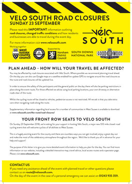 Velo South Road Closures