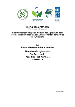 Plan D'aménagement Et De Gestion, Parc National Karthala