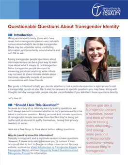 Questionable Questions About Transgender Identity