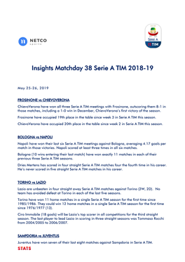 Insights Matchday 38 Serie a TIM 2018-19
