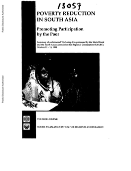 Poverty Reduction in South Asia Promoting Participation by the Poor