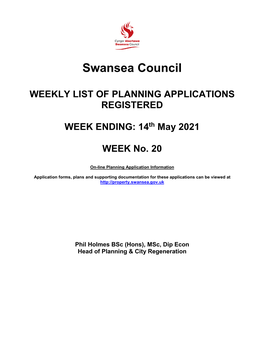 Applications for Week Ending 14 May 2021 [171KB]