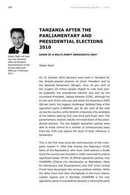 Tanzania After the Parliamentary and Presidential Elections 2010