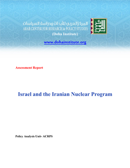 Assessment Report Israel and the Iranian Nuclear Program