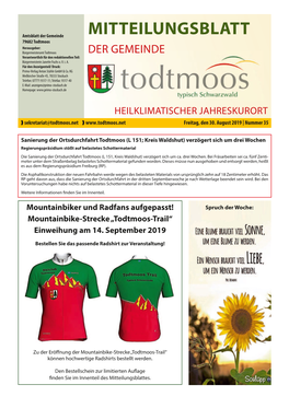 Mitteilungsblatt Nr. 35 Vom 30.08.2019