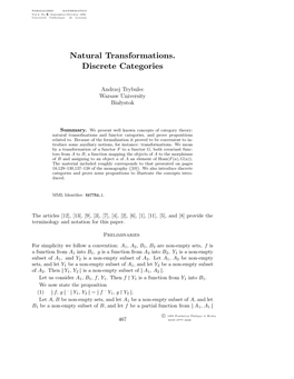 Natural Transformations. Discrete Categories