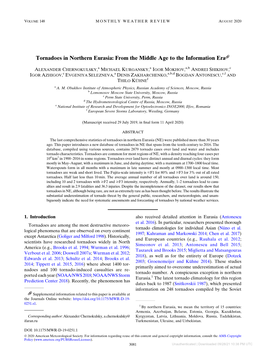 Tornadoes in Northern Eurasia: from the Middle Age to the Information Era