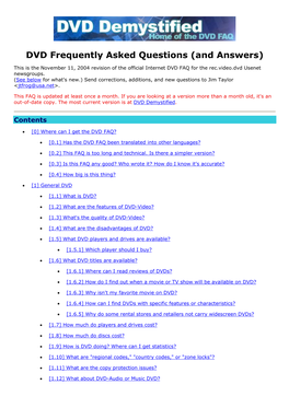 DVD Frequently Asked Questions (And Answers)