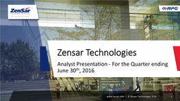 Zensar Analyst Presentation June 30 2016