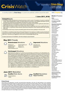 May 2011 Trends June 2011 Watchlist Crisiswatch