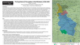 The Experience of Occupation in the Rhineland, 1918-1930 James