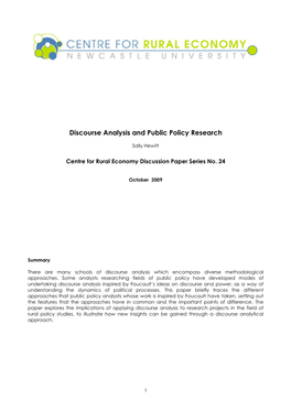 Discourse Analysis and Public Policy Research