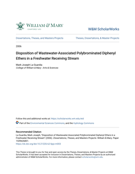 Disposition of Wastewater-Associated Polybrominated Diphenyl Ethers in a Freshwater Receiving Stream