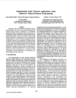 Implementing Fault Tolerant Applications Using Reflective Object-Oriented Programming