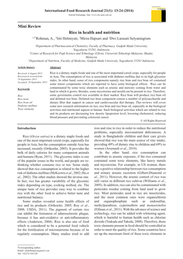 Rice in Health and Nutrition Mini Review