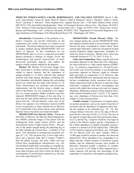 Mercury Pyroclastics: Color, Morphology, and Volatile Content