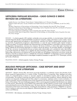 Urticária Papular Bolhosa – Caso Clínico E Breve Revisão Da Literatura