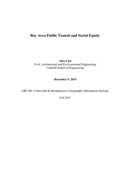 Bay Area Public Transit and Social Equity