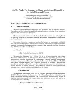 Into the Weeds: the Insurance and Legal Implications of Cannabis in the United States and Canada