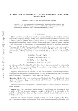 Arxiv:1504.01871V1 [Math.LO]