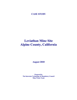 CASE STUDY Leviathan Mine Site Alpine County, California