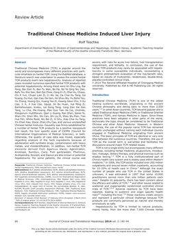 Traditional Chinese Medicine Induced Liver Injury