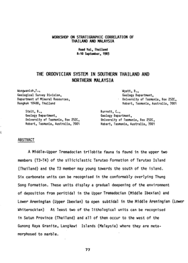 The Ordovician System in Southern Thailand and Northern Malaysia