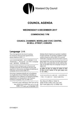 Agenda of Council Meeting