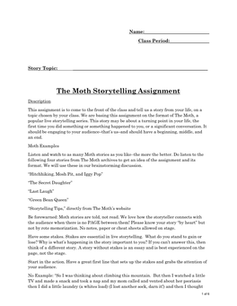 The Moth Storytelling Assignment