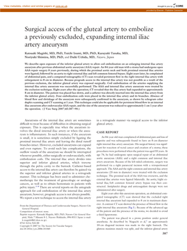 Surgical Access of the Gluteal Artery to Embolize a Previously Excluded, Expanding Internal Iliac Artery Aneurysm