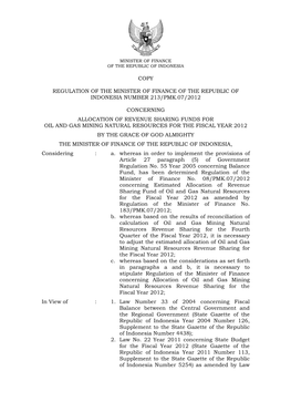 Copy Regulation of the Minister of Finance of The