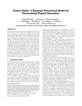 A Bayesian Hierarchical Model for Personalized Playlist Generation