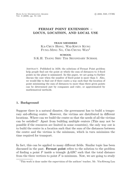 Fermat Point Extension ¡ Locus, Location, and Local Use