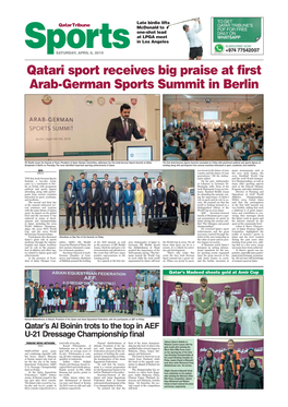 Qatari Sport Receives Big Praise at First Arab-German Sports Summit in Berlin